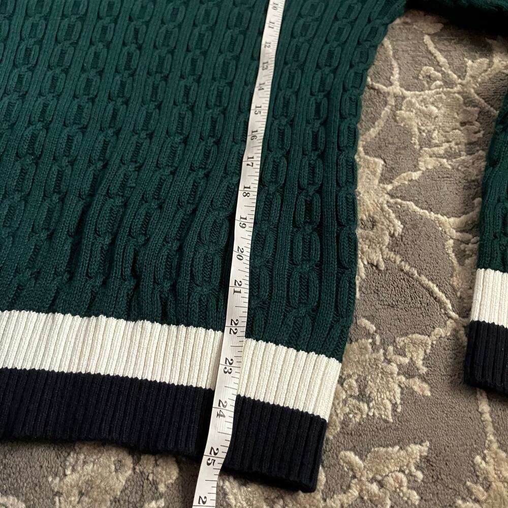 Tommy Hilfiger Medium Green Cable Knit Crewneck Sweater NWT 100% Cotton Preppy - Picture 10 of 13
